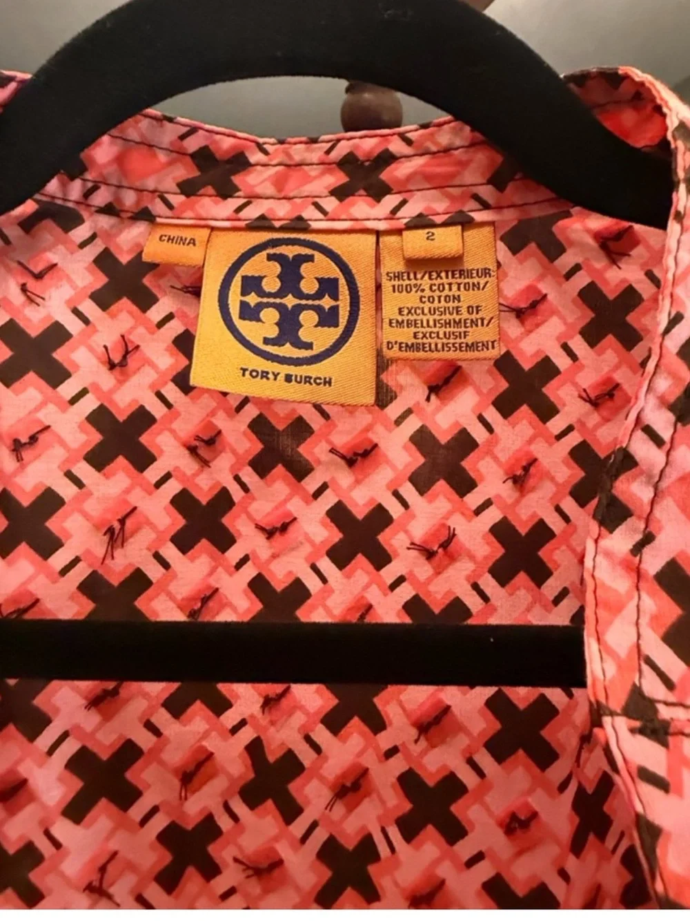 TORY BURCH Printed Cotton Tunic Blouse 100% Cotton